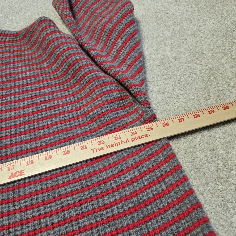 NWT‎ Madewell Red Pine Stripe 100% Wool Waffle Turtleneck Sweater Size XL